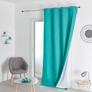 Rideau isolant thermique épais et ouatiné polyester bleu az…