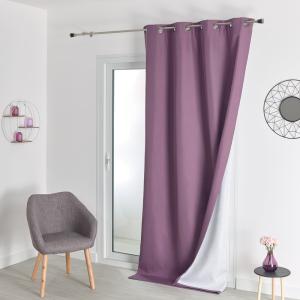 Rideau isolant thermique épais et ouatiné polyester prune 1…