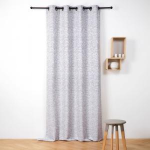 Rideau jacquard à oeillets  - effet tweed polyester bleu 14…