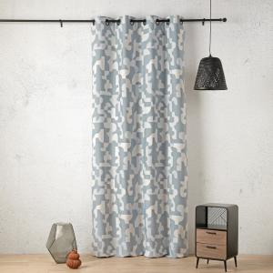Rideau jacquard géométrique texturé rétro coton bleu 260 x…