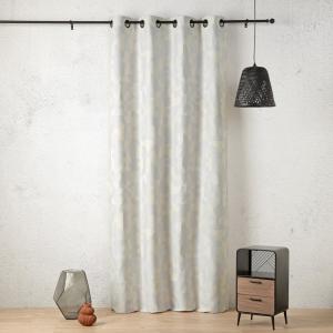 Rideau jacquard géométrique texturé rétro coton ecru 260 x…