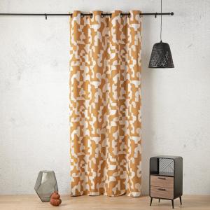 Rideau jacquard géométrique texturé rétro coton jaune mouta…