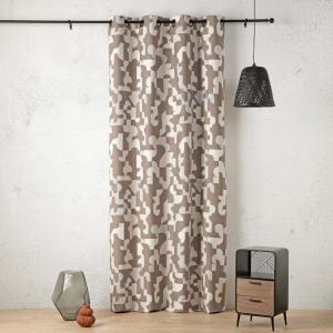 Rideau jacquard géométrique texturé rétro coton taupe 260 x…
