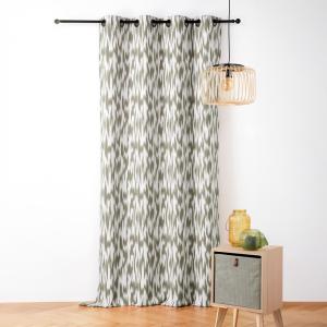 Rideau jacquard motif ikat en fils upcyclés polyester kaki…