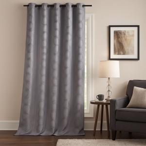Rideau jacquard print cercle design polyester gris clair 14…