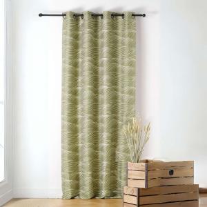 Rideau motifs coteaux de vigne coton/polyester vert olive 1…