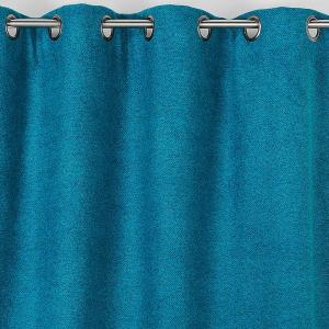 Rideau obscurcissant aspect laine chinée polyester bleu 140…