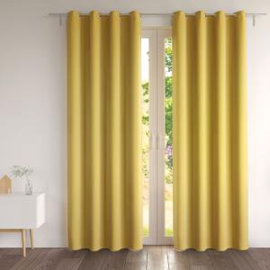 Rideau occultant 135x180 jaune curry en polyester