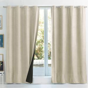 Rideau occultant 140x240 beige en polyester