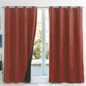 Rideau occultant 140x240 rouge tomette en polyester