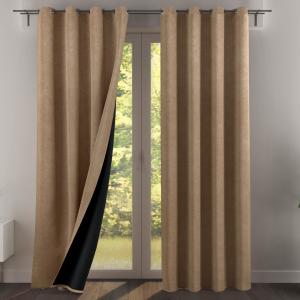 Rideau occultant 140x260 beige en polyester