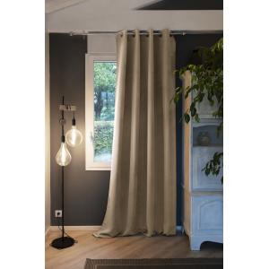 Rideau occultant doublure polaire polyester beige 140x280 cm