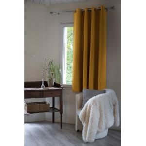 Rideau occultant doublure polaire polyester jaune 140x180 cm