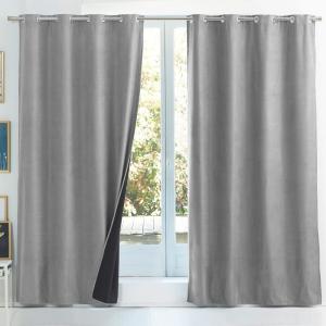 Rideau occultant en polyester gris moyen 140x240