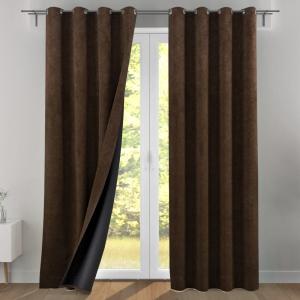 Rideau occultant en polyester marron chocolat 140x180cm