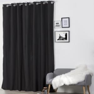 Rideau occultant et isolant uni noir polyester 140x240cm