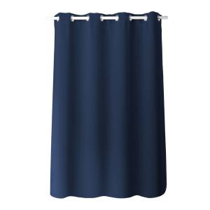 Rideau occultant fil noir avec 8 œillets polyester bleu mar…