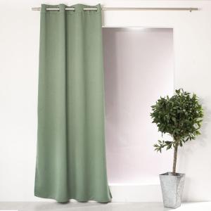 Rideau occultant fil noir avec 8 œillets polyester vert 140…