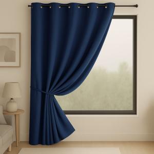 Rideau occultant ignifugé  polyester bleu outremer 240x260