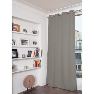 Rideau Occultant Total Velours Oeillet gris mc09 135x260