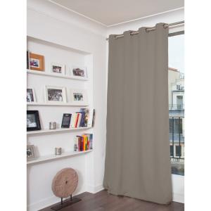 Rideau Occultant Total Velours Oeillet gris mc740 135x260