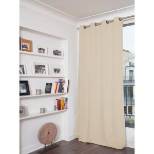 Rideau Occultant Total Velours Oeillets Beige MC15 135x260