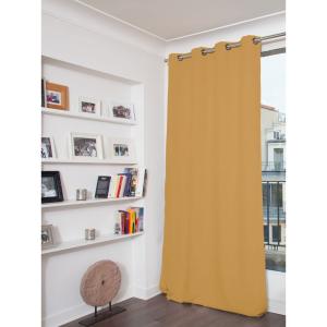 Rideau Occultant Total Velours Oeillets Jaune MC215 135x260