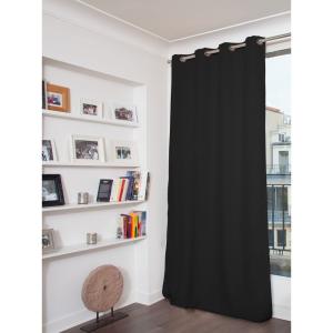 Rideau Occultant Total Velours Oeillets Noir MC710 135x260