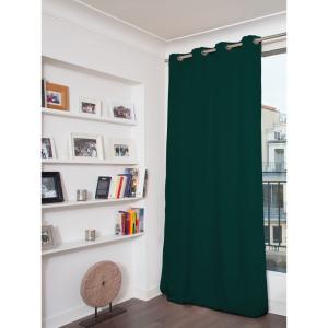 Rideau Occultant Total Velours Oeillets Vert MC228 135x260