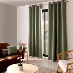 Rideau occultant uni avec 8 œillets polyester vert 140x240…