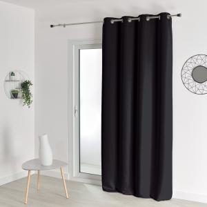 Rideau occultant uni polyester noir 140x260 cm