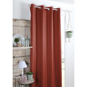 Rideau occultant uni tramé polyester terracotta 260 x 140