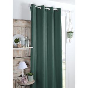Rideau occultant uni tramé polyester vert sapin 140 x 260 c…