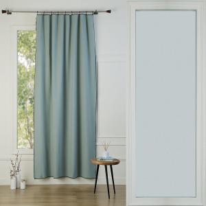 Rideau panneau toile de coton céladon / noir 140x260