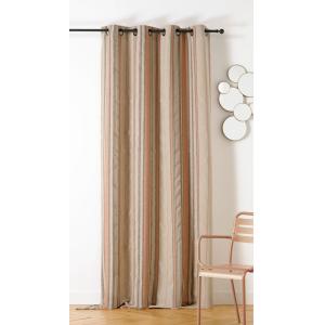 Rideau rayé lin et coton terre cuite 140 x 265 cm