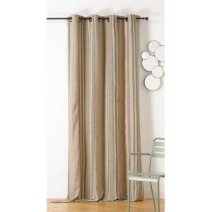 Rideau rayé lin et coton vert kaki 140 x 265 cm