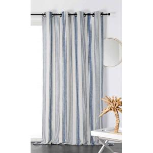 Rideau rayé toile à matelas bleu
