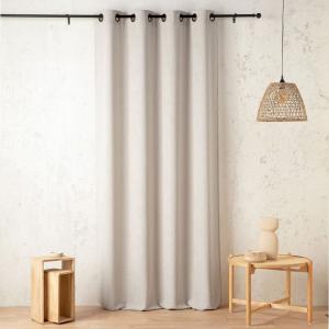Rideau tamisant  - effet lin authentique polyester blanc 24…
