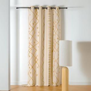Rideau tamisant ethnique polyester/jacquard jaune moutarde…