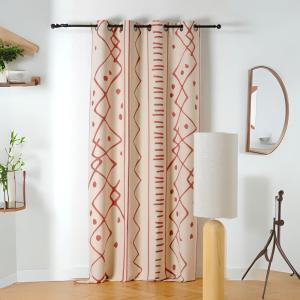 Rideau tamisant ethnique polyester/jacquard terracotta 140x…