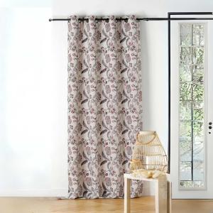 Rideau tamisant vintage floral polyester rouge 140x240 cm
