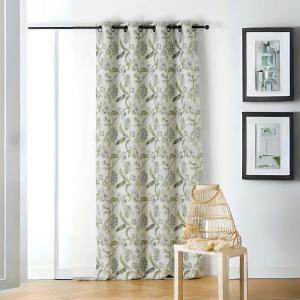 Rideau tamisant vintage floral polyester vert 140x240 cm