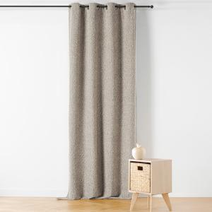 Rideau thermique à oeillets  - effet bouclé polyester beige…