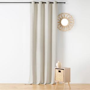 Rideau thermique à oeillets  - effet bouclé polyester blanc…