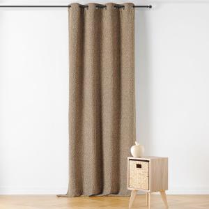 Rideau thermique à oeillets  - effet bouclé polyester taupe…