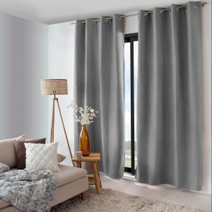 Rideau thermique doublé polyester gris 240x135cm