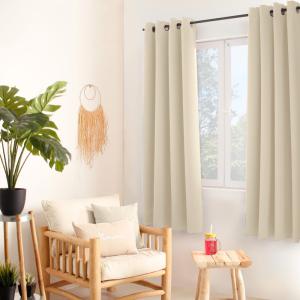 Rideau thermique en microfibre doublée polyester ecru 135x1…