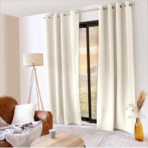 Rideau thermique en microfibre doublée polyester ecru 135x2…