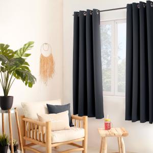 Rideau thermique en microfibre doublée polyester gris foncé…