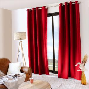 Rideau thermique en microfibre doublée polyester rouge 135x…